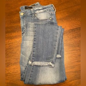 Celebrity Pink Blue Jeans with distressed bottoms